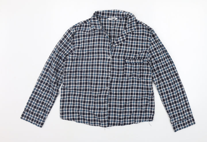 Sleep Well Womens Blue Check  Basic Button-Up Size 10