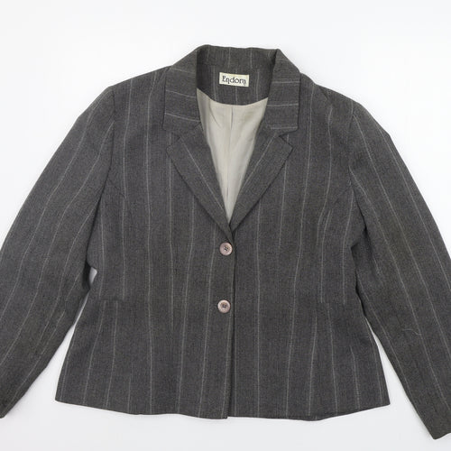 endora Womens Grey Striped  Jacket Suit Jacket Size 16