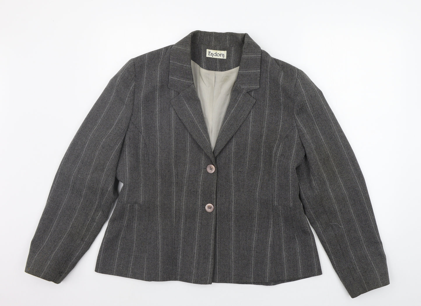 endora Womens Grey Striped  Jacket Suit Jacket Size 16