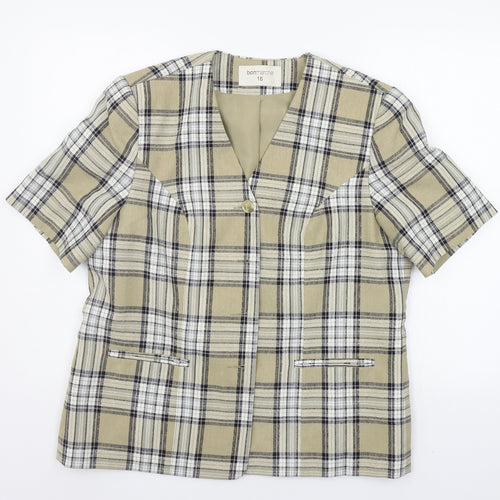 BONMARCHE Womens Beige Check  Jacket Suit Jacket Size 16