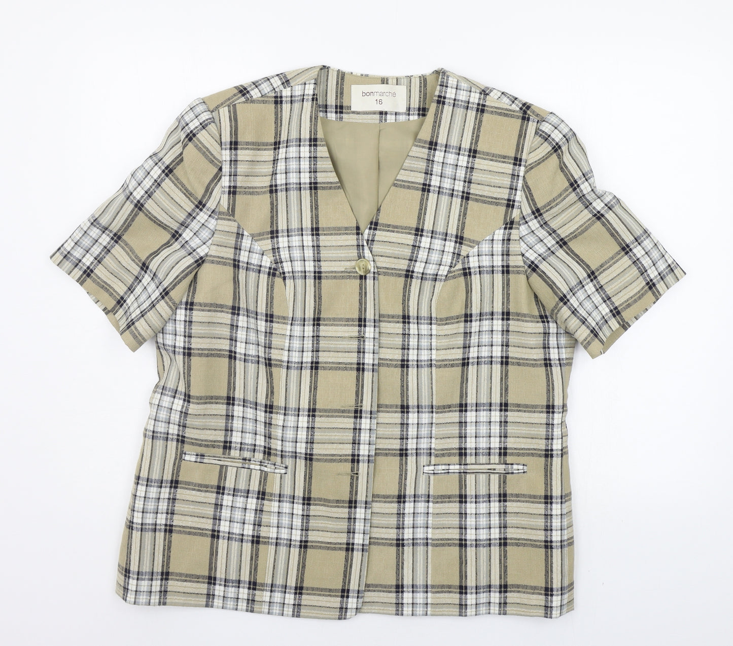 BONMARCHE Womens Beige Check  Jacket Suit Jacket Size 16
