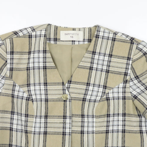 BONMARCHE Womens Beige Check  Jacket Suit Jacket Size 16