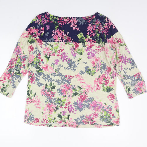 LANDSEND Womens Beige Floral  Basic T-Shirt Size M