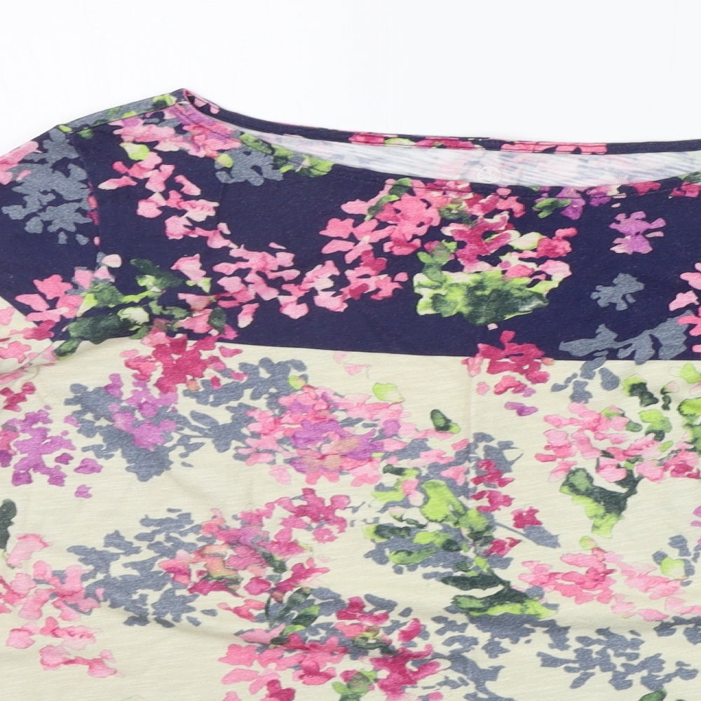 LANDSEND Womens Beige Floral  Basic T-Shirt Size M
