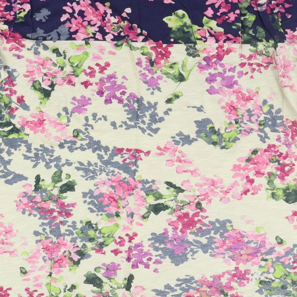 LANDSEND Womens Beige Floral  Basic T-Shirt Size M