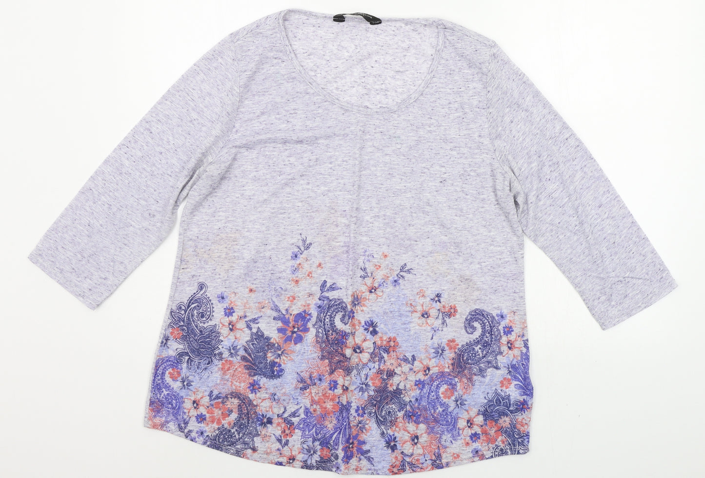 Dorothy Perkins Womens Purple Floral  Basic T-Shirt Size 16