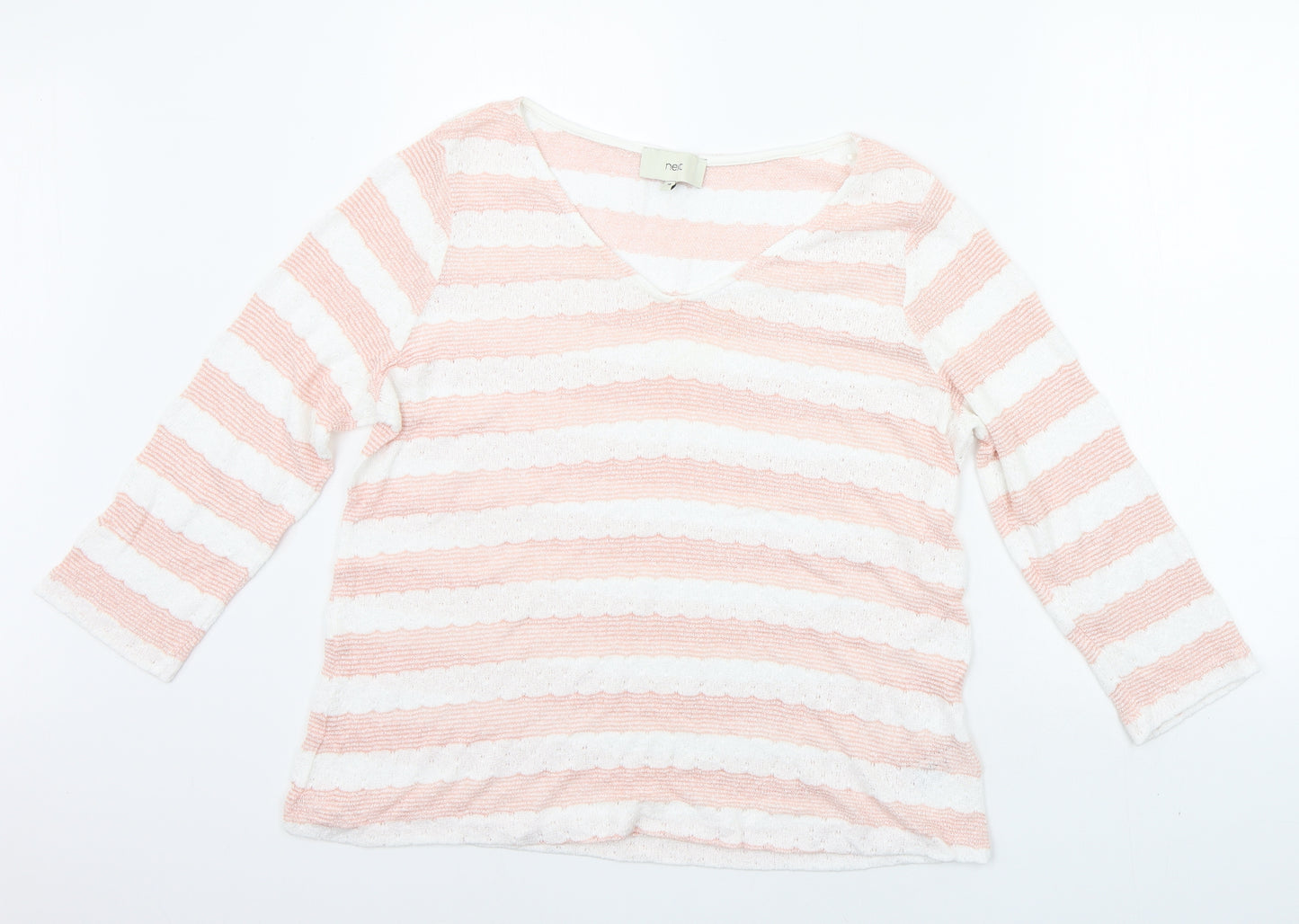 NEXT Womens Pink Striped  Basic T-Shirt Size 16