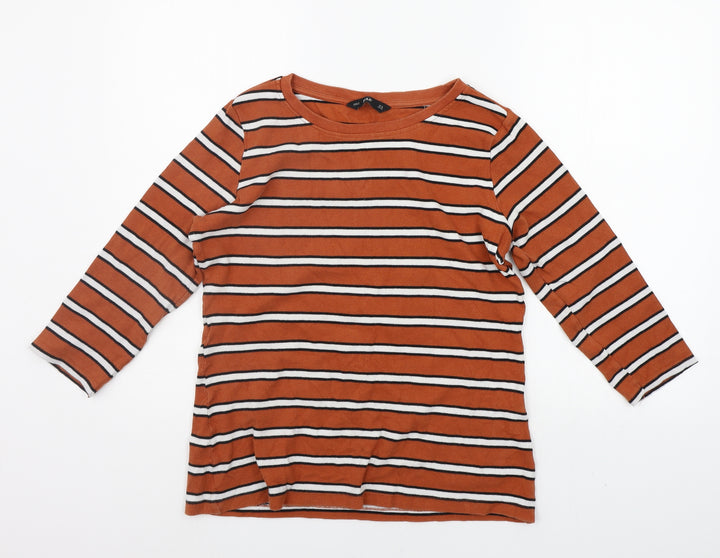 F&F Womens Orange Striped Pullover Jumper Size 16