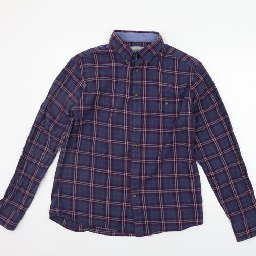 Marks and Spencer Mens Blue Check   Button-Up Size M
