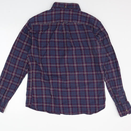 Marks and Spencer Mens Blue Check   Button-Up Size M