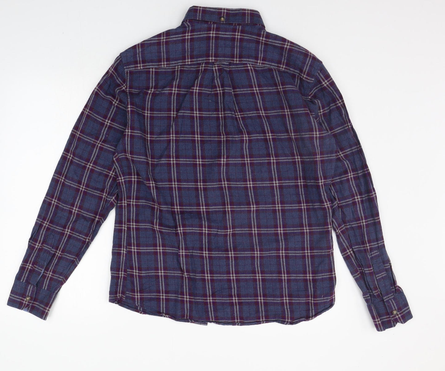 Marks and Spencer Mens Blue Check   Button-Up Size M