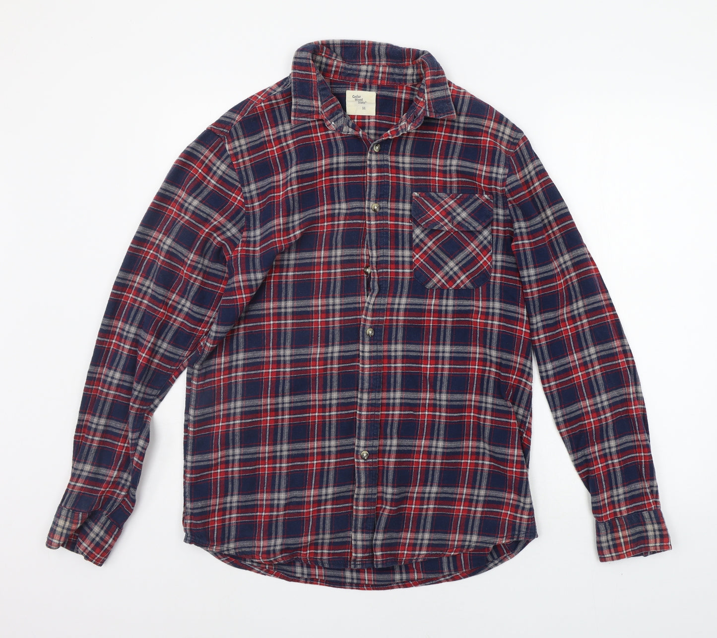Cedar Wood State Mens Blue Check   Button-Up Size M