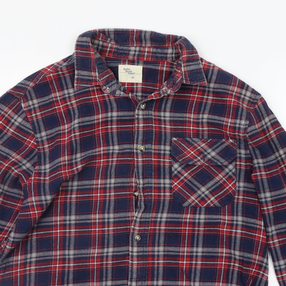 Cedar Wood State Mens Blue Check   Button-Up Size M