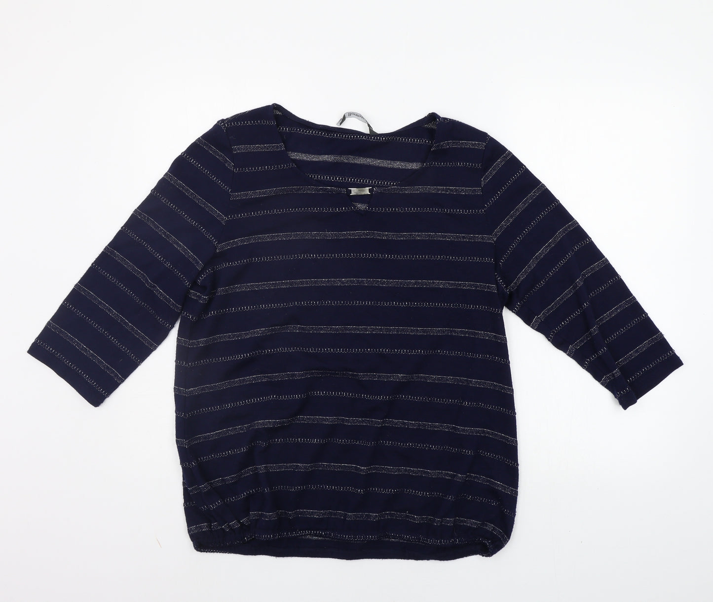 Bonmarché Womens Blue Striped  Basic T-Shirt Size 14