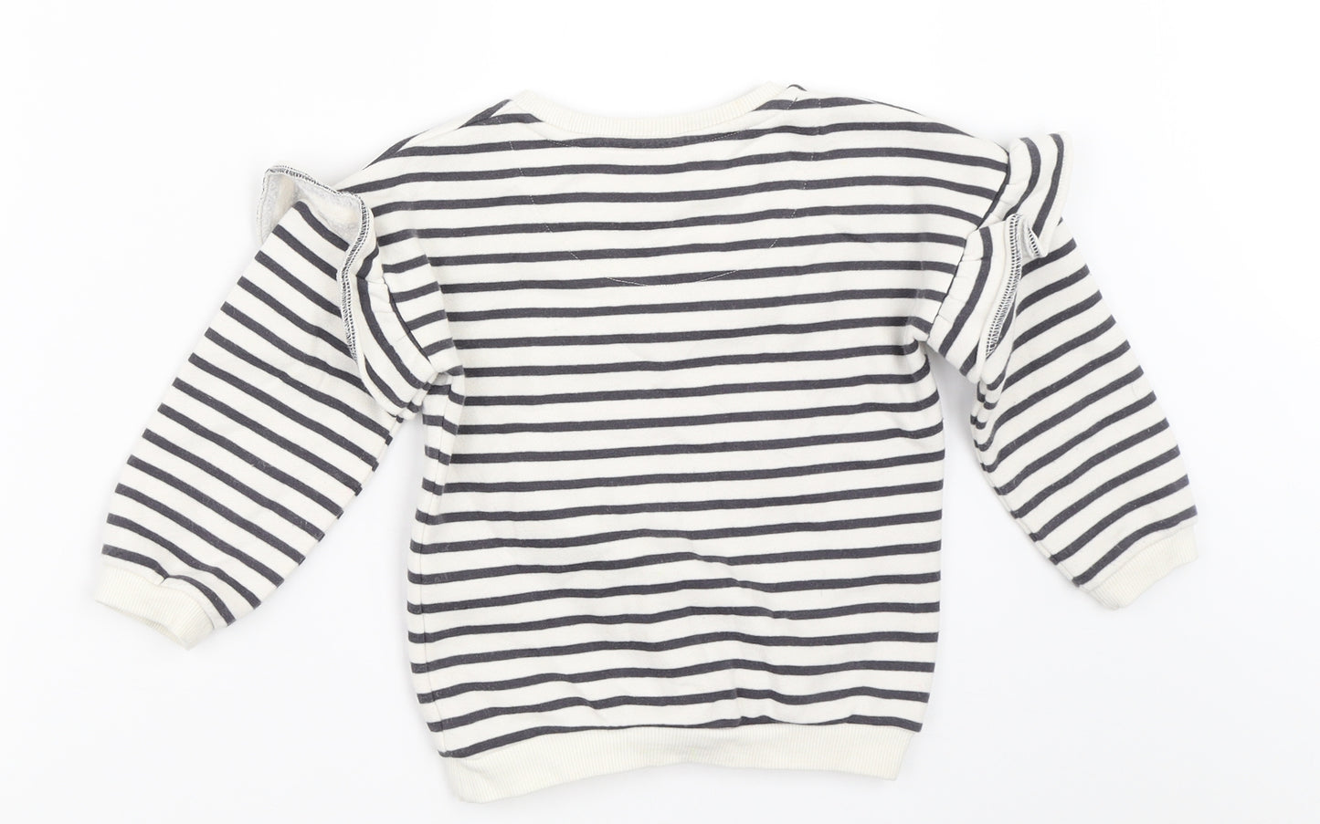 F&F Girls White Striped  Pullover Sweatshirt Size 2-3 Years