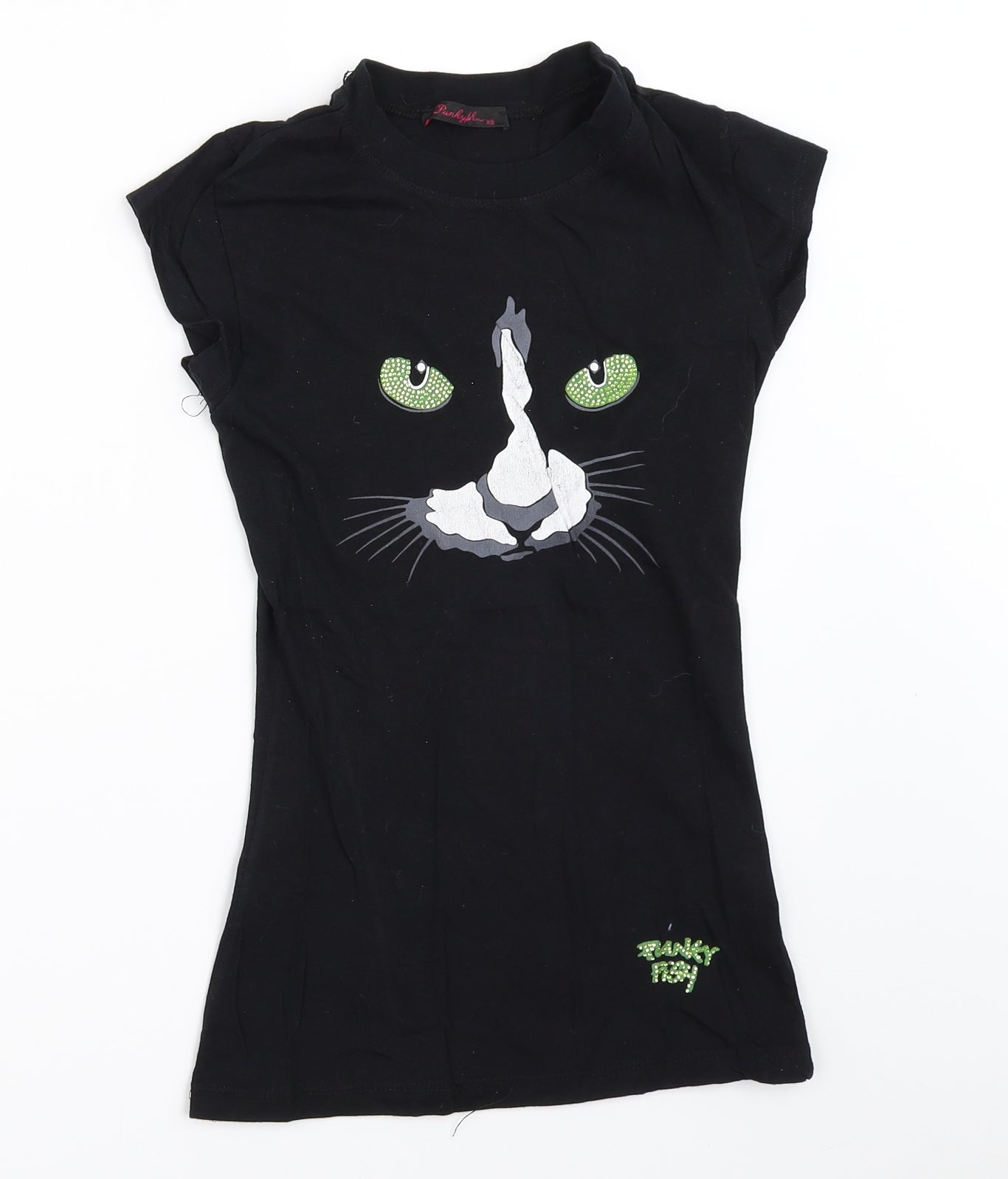 Punkyfish Womens Black   Basic T-Shirt Size XS