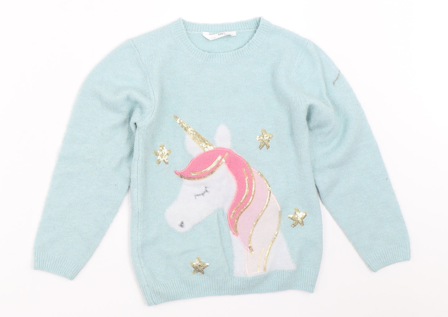 Marks and Spencer Girls Blue   Pullover Jumper Size 6-7 Years