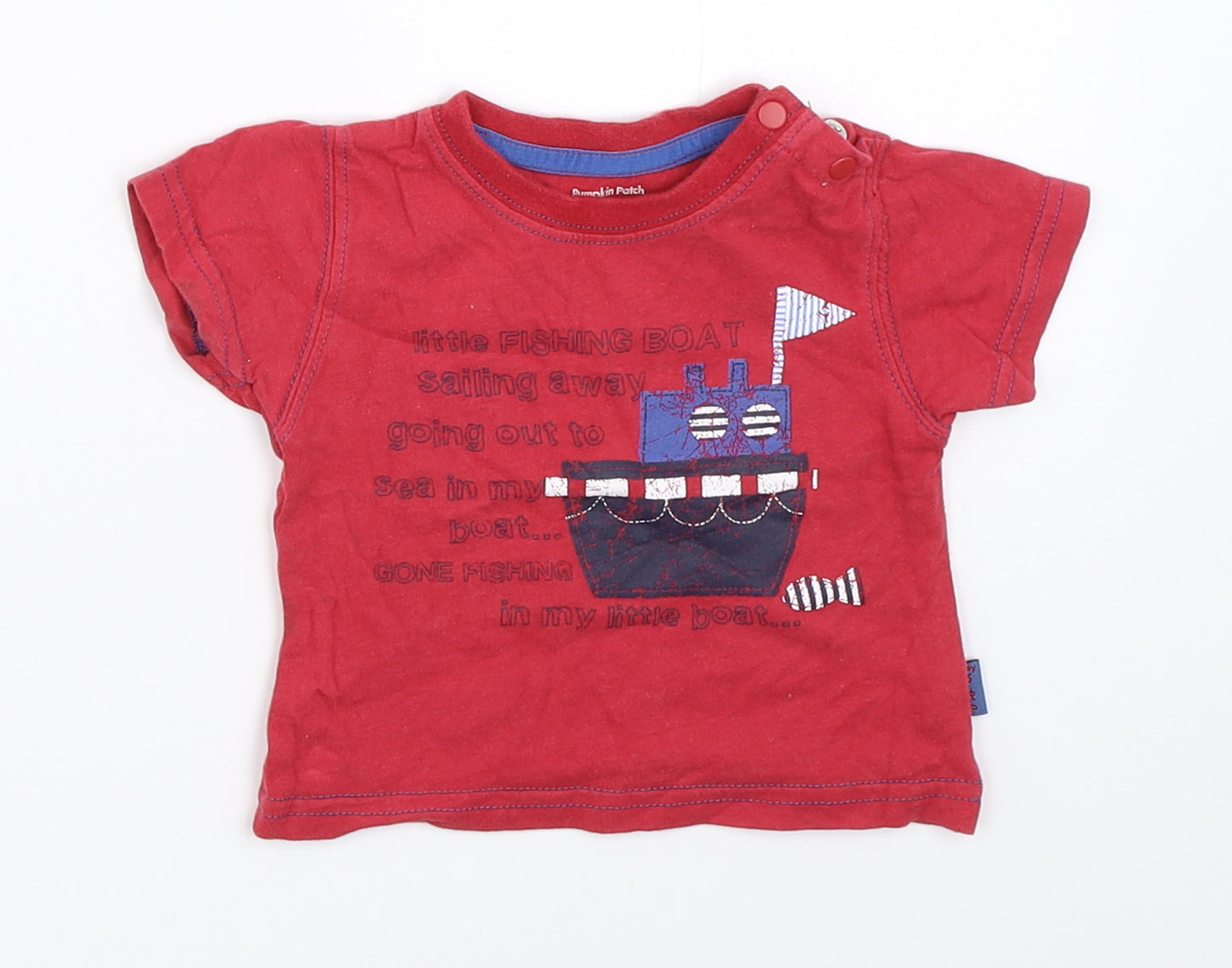 Pumpkin Patch Boys Red   Basic T-Shirt Size 0-3 Months