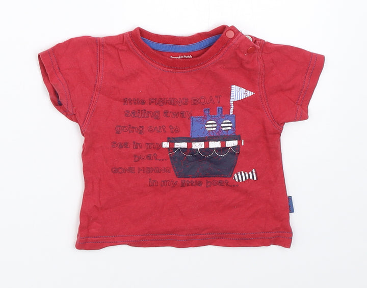 Pumpkin Patch Boys Red   Basic T-Shirt Size 0-3 Months