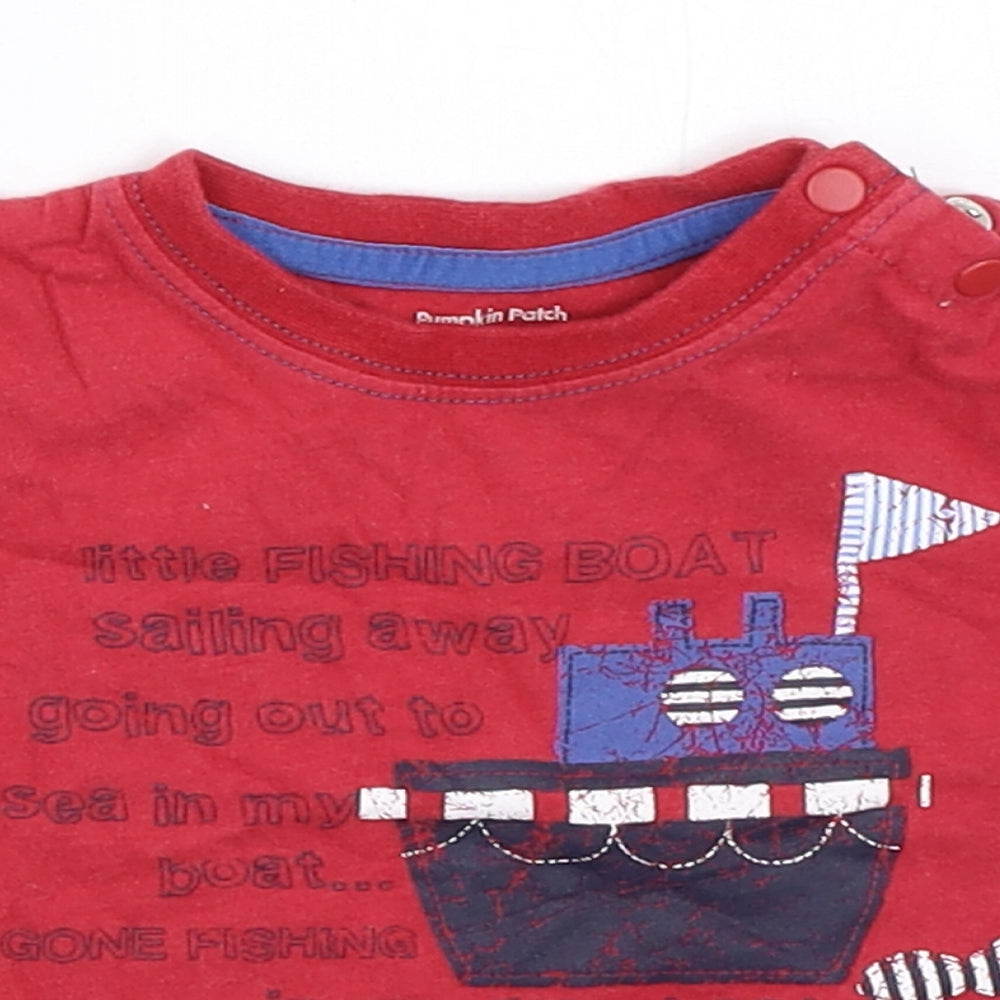 Pumpkin Patch Boys Red   Basic T-Shirt Size 0-3 Months