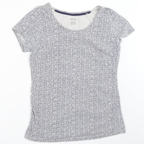 ESMARA Womens White Geometric  Basic T-Shirt Size M