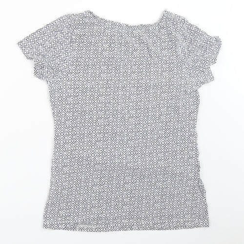 ESMARA Womens White Geometric  Basic T-Shirt Size M