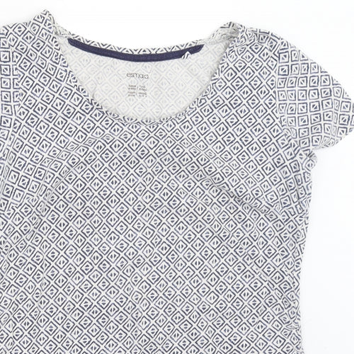 ESMARA Womens White Geometric  Basic T-Shirt Size M