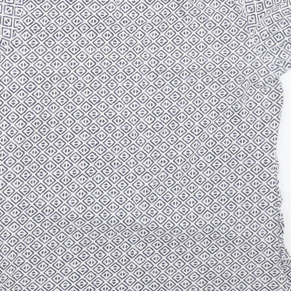 ESMARA Womens White Geometric  Basic T-Shirt Size M