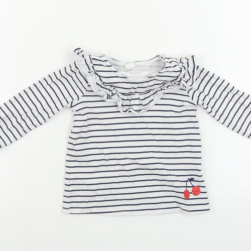 H&M  Boys White Striped  Basic T-Shirt Size 12-18 Months