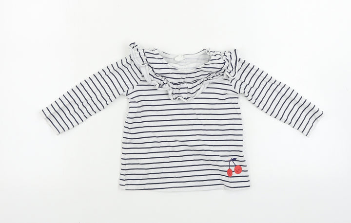 H&M Boys White Striped Basic T-Shirt Size 12-18 Months