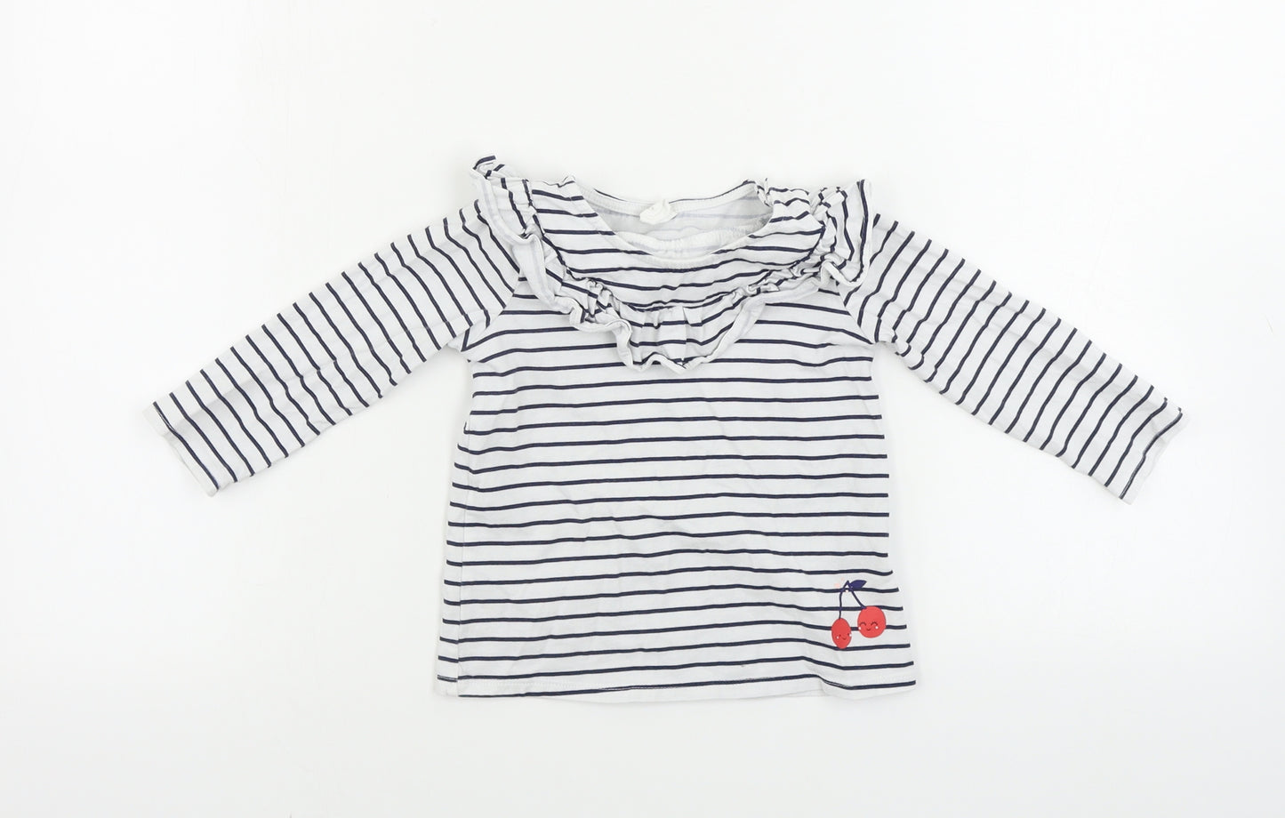 H&M  Boys White Striped  Basic T-Shirt Size 12-18 Months