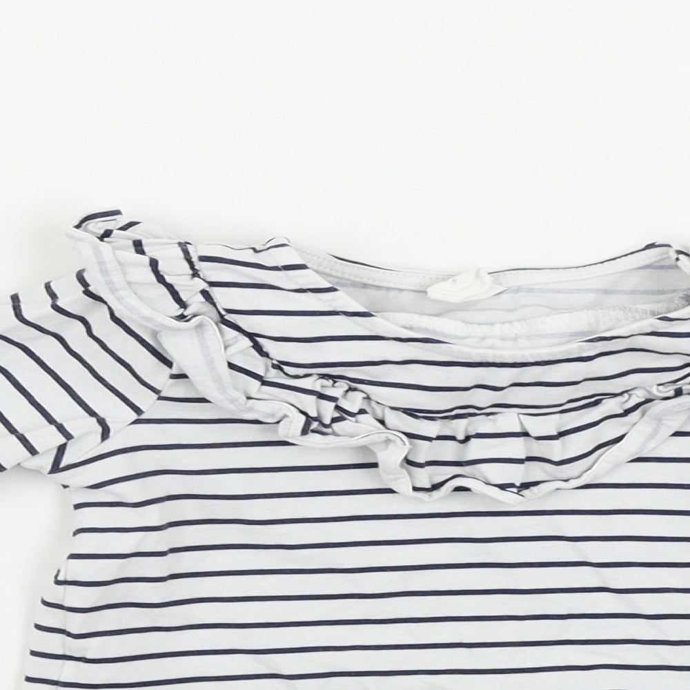 H&M  Boys White Striped  Basic T-Shirt Size 12-18 Months