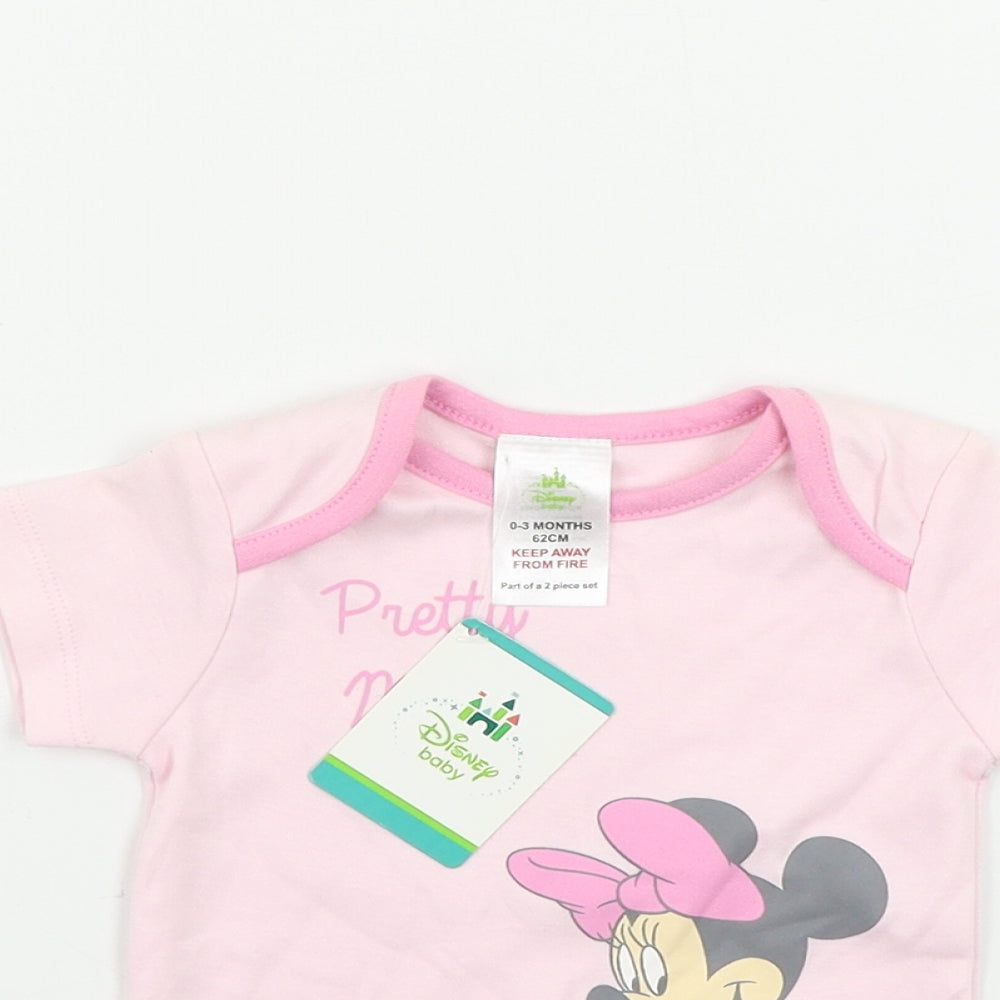 Disney Girls Pink   Basic T-Shirt Size 0-3 Months