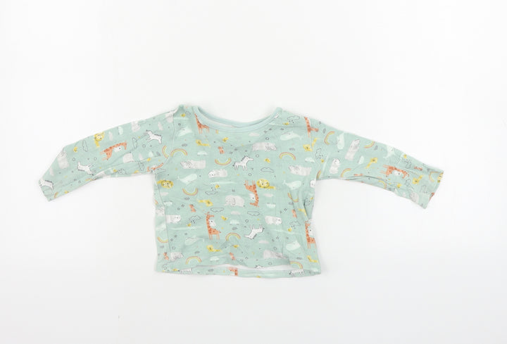 Primark Boys Green Animal Print Basic T-Shirt Size 9-12 Months