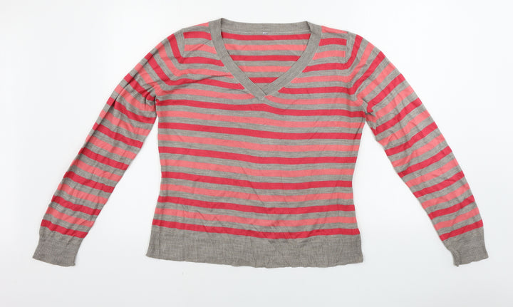 BHS  Womens Grey Striped  Pullover Jumper Size 14