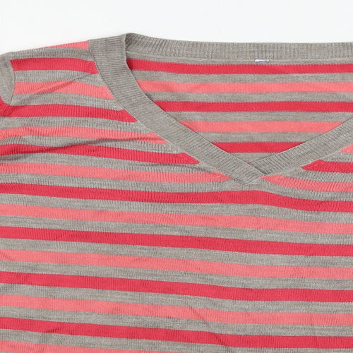 BHS  Womens Grey Striped  Pullover Jumper Size 14