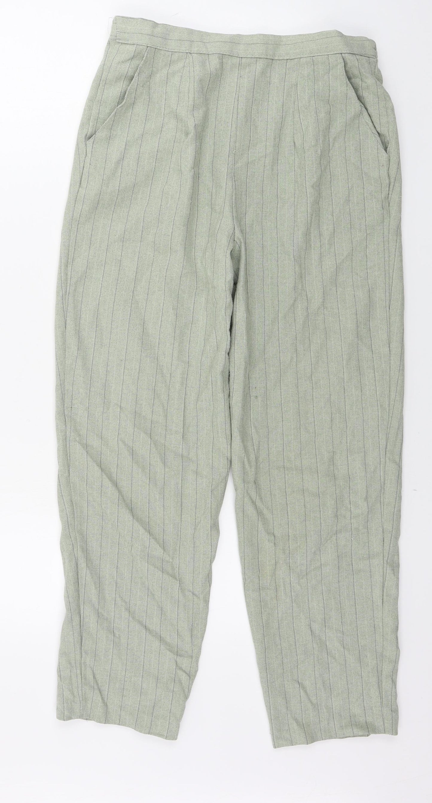 the nicole lewis collection  Womens Green Striped  Trousers  Size 12 L26 in