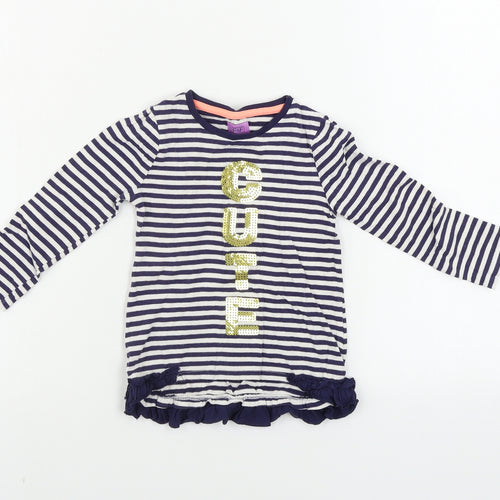 F&F  Girls Blue Striped  Basic T-Shirt Size 12-18 Months
