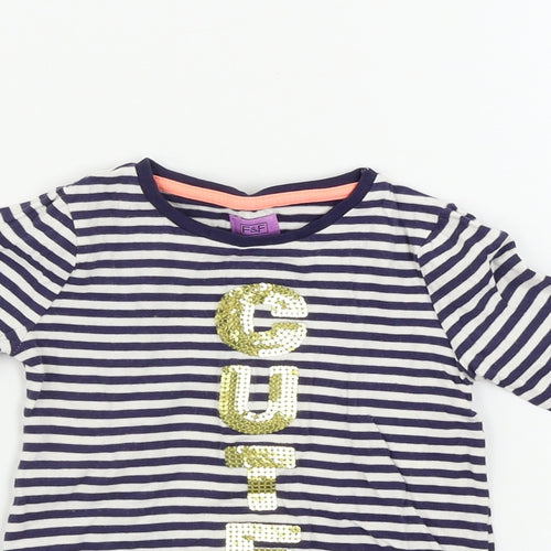 F&F  Girls Blue Striped  Basic T-Shirt Size 12-18 Months