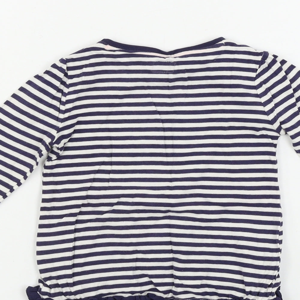 F&F  Girls Blue Striped  Basic T-Shirt Size 12-18 Months