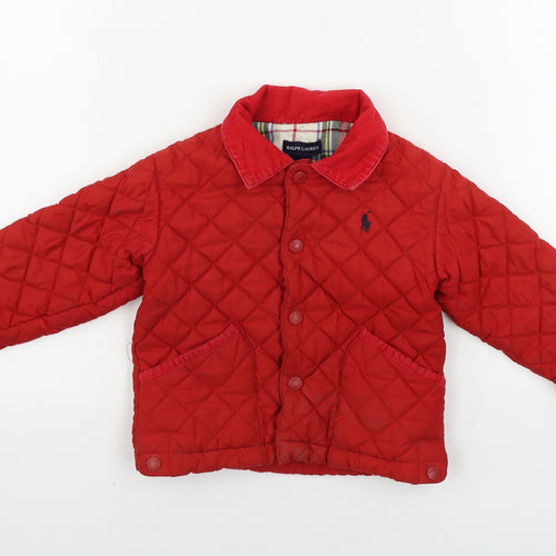 Ralph Lauren  Boys Red   Cardigan Jumper Size 3 Years