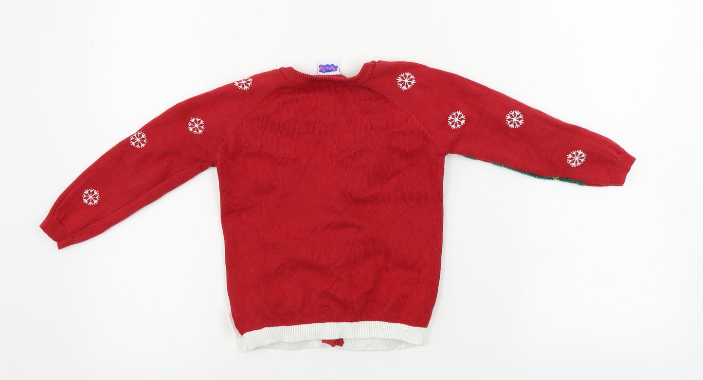 TU Boys Red   Cardigan Jumper Size 3-4 Years  -  peppa pig christmas