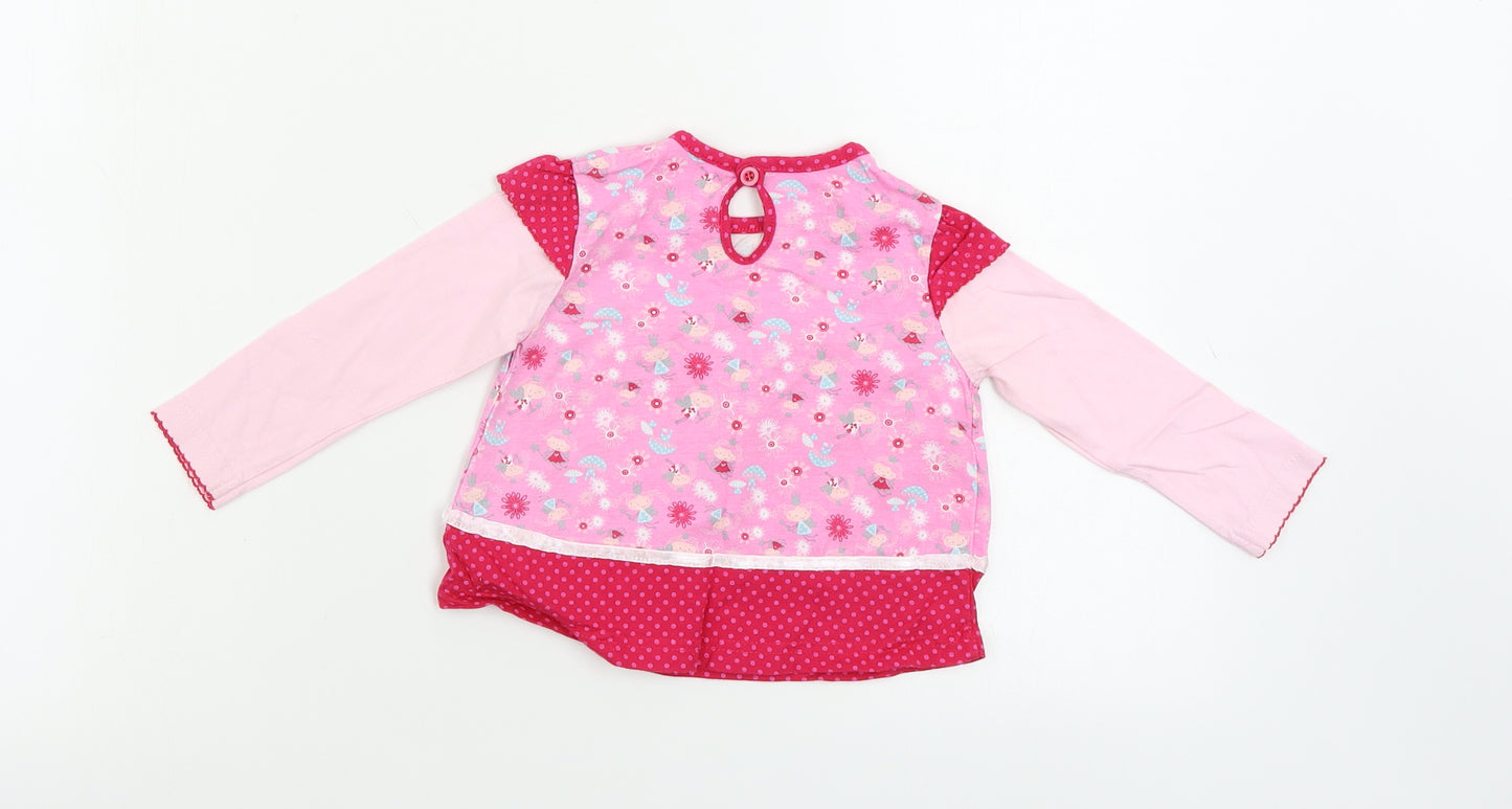 F&F Girls Pink Floral  Basic T-Shirt Size 12-18 Months