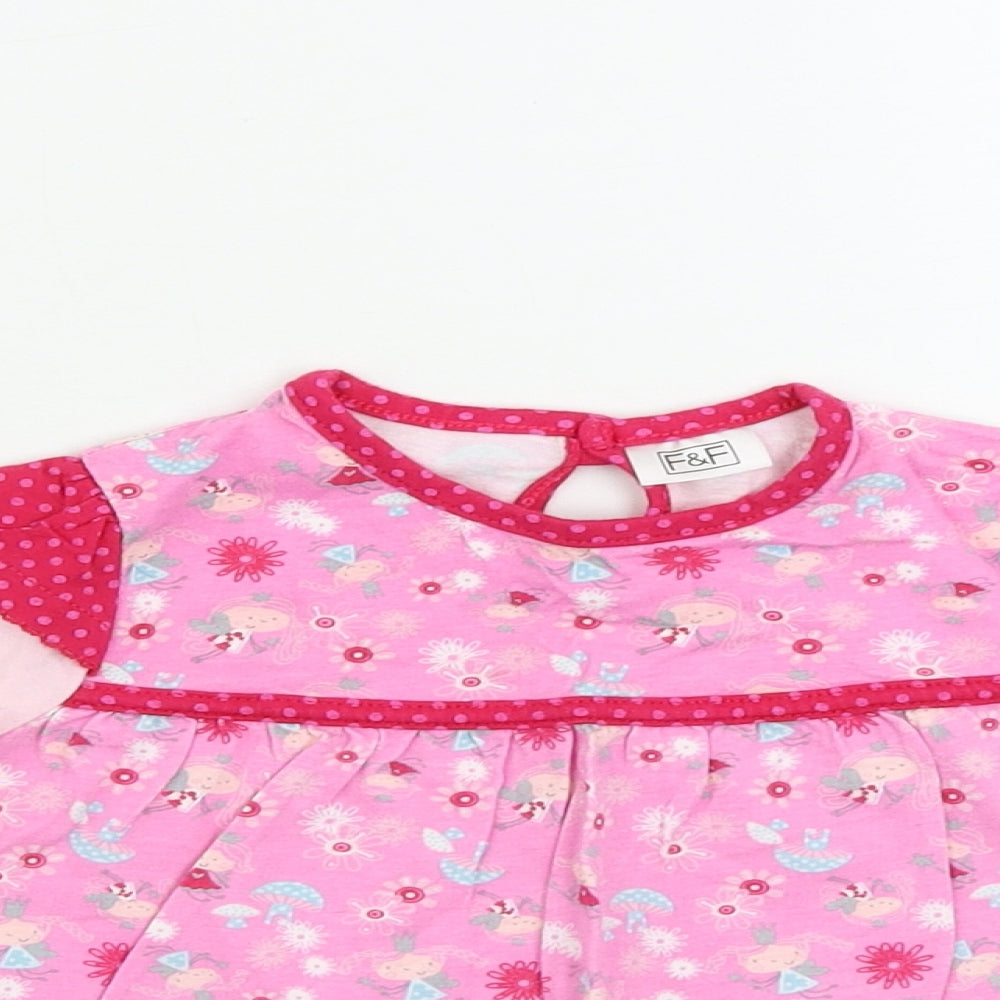 F&F Girls Pink Floral  Basic T-Shirt Size 12-18 Months