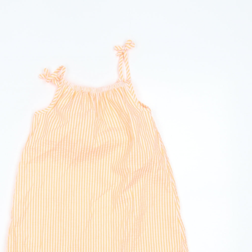 Nutmeg Girls Orange Striped  Shift  Size 7-8 Years