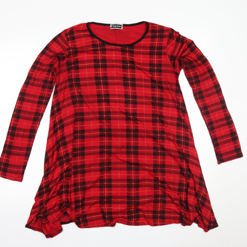 Cherry Couture Womens Red Plaid  Basic Blouse Size M