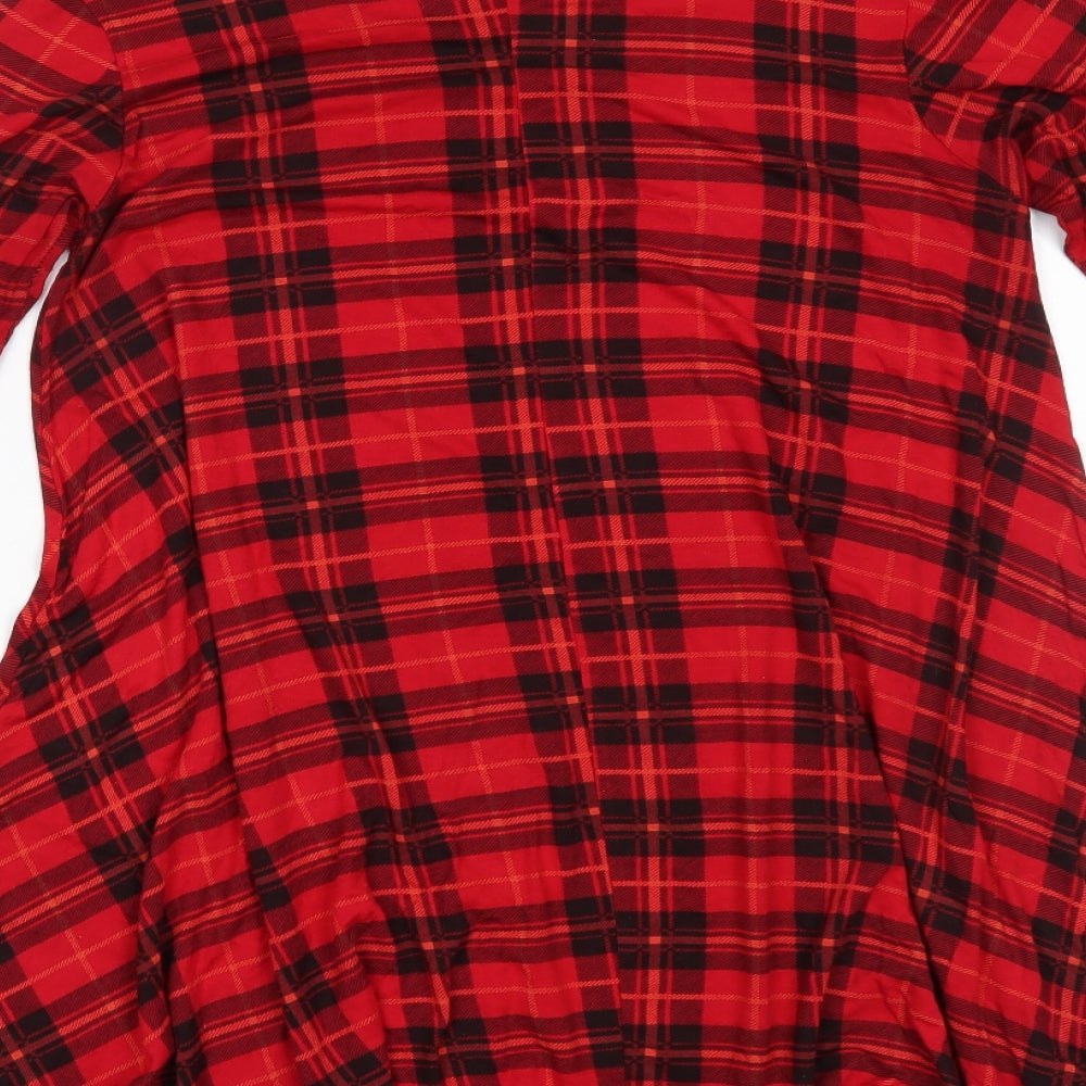 Cherry Couture Womens Red Plaid  Basic Blouse Size M