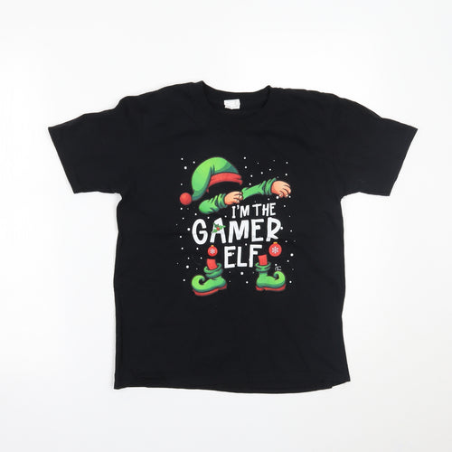 Gildan Boys Black   Basic T-Shirt Size L