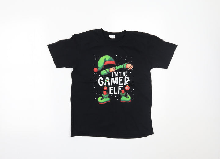 Gildan Boys Black   Basic T-Shirt Size L