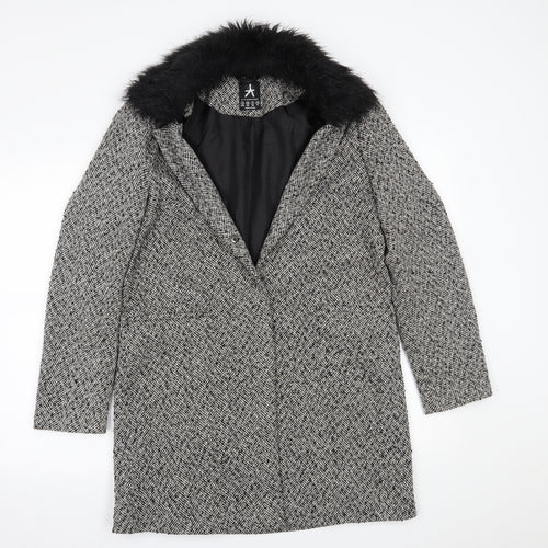 Primark Womens Grey Check  Overcoat Coat Size 12